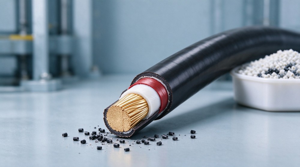 Fireproof and fire-resistant ceramicized polyolefin sheath material for medium voltage cable